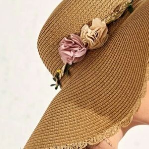 Flower decor straw hat